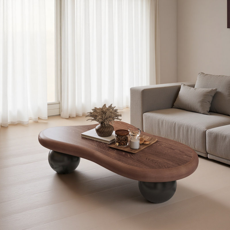Table basse de 47 pouces en forme de nuage avec 3 pieds sphériques pour le salon