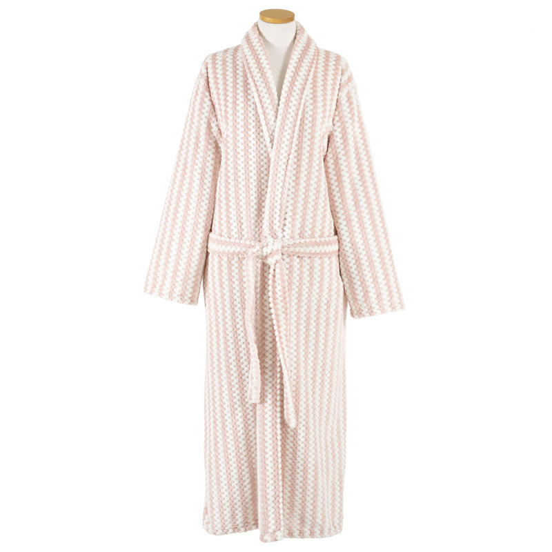 Bubble Stripe Fleece Robe, Blue, 52" L