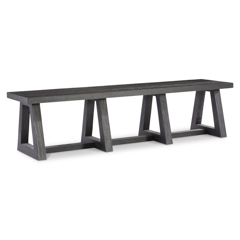 Modern Black Wood Dining Bench with Triangular Legs