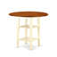 Ensemble de comptoir 3 pièces pour petits espaces comprenant une table ronde avec Dropleaf et des tablettes et 2 chaises en tissu de lin, babeurre et cerise-1221082751