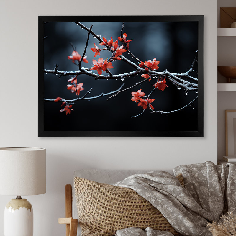 «Moonlit Canopy Winter Tree I», art mural paysage d'hiver, H 24 po x l 32 po x P 1 po, Cadre flottant brun