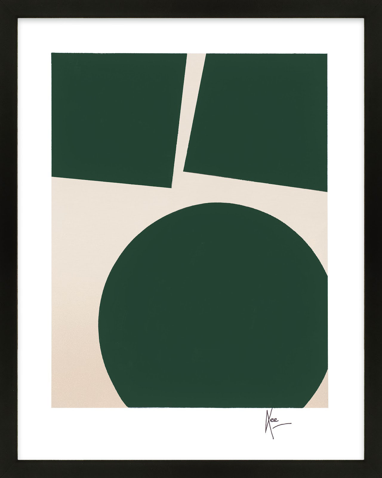 You & Me In Green 1 by Lee Lessem, Black, 38" H x 26.5" W x 1.25" D
