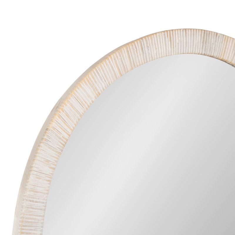 Radcliff Arched Rattan Bathroom Wall Mirror, 32" H x 28" W, White
