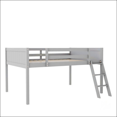 Full Size Wood Low Loft Bed With Ladder