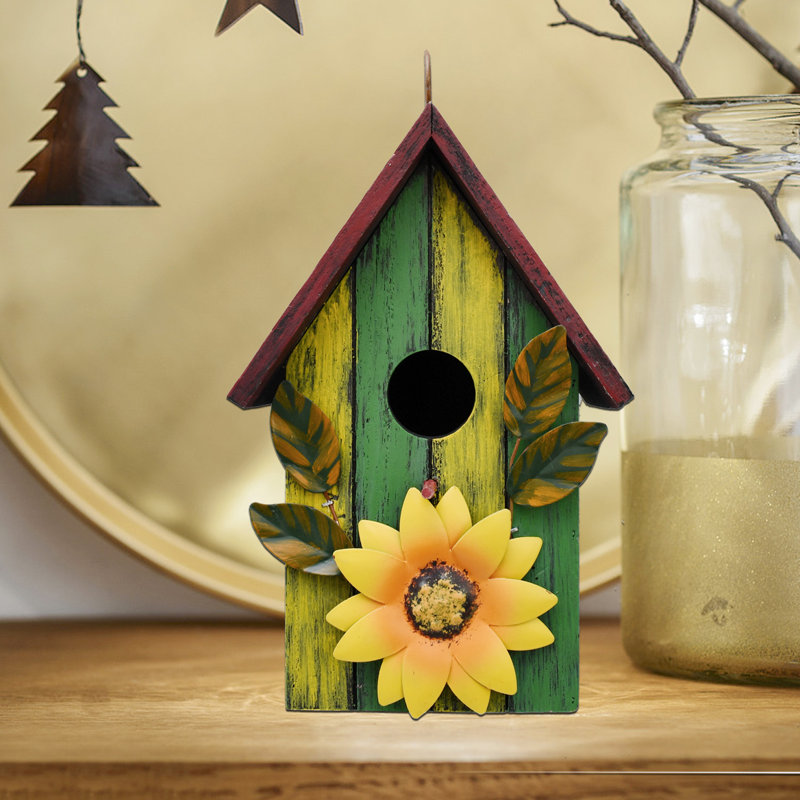 Maison d'oiseaux 9,3 po x 6,5 po x 4,5 po, Vert