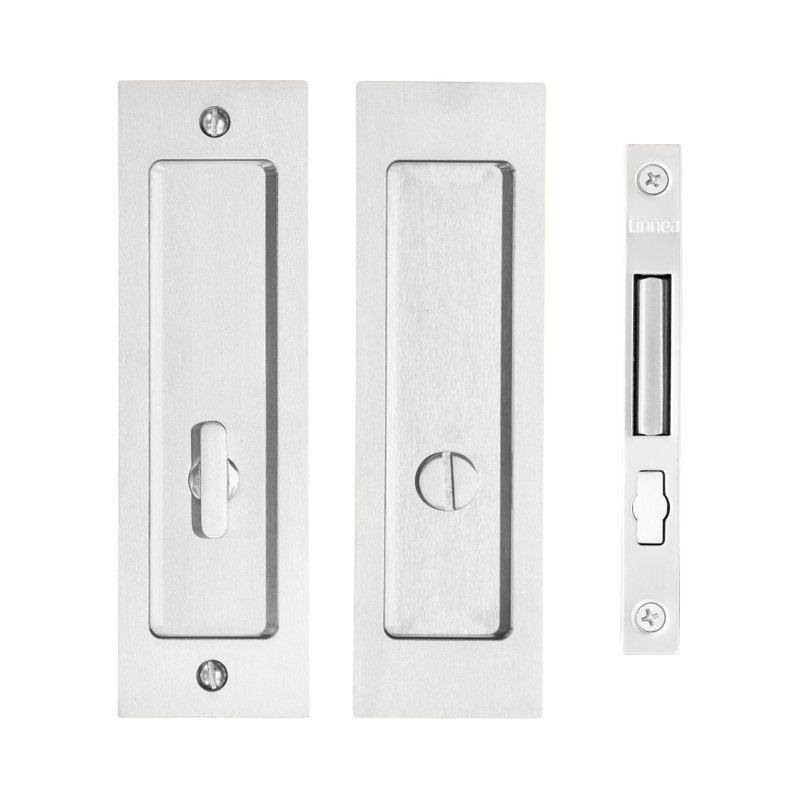 Quincaillerie pour porte à gousset - Intimité, Acier inoxydable satiné