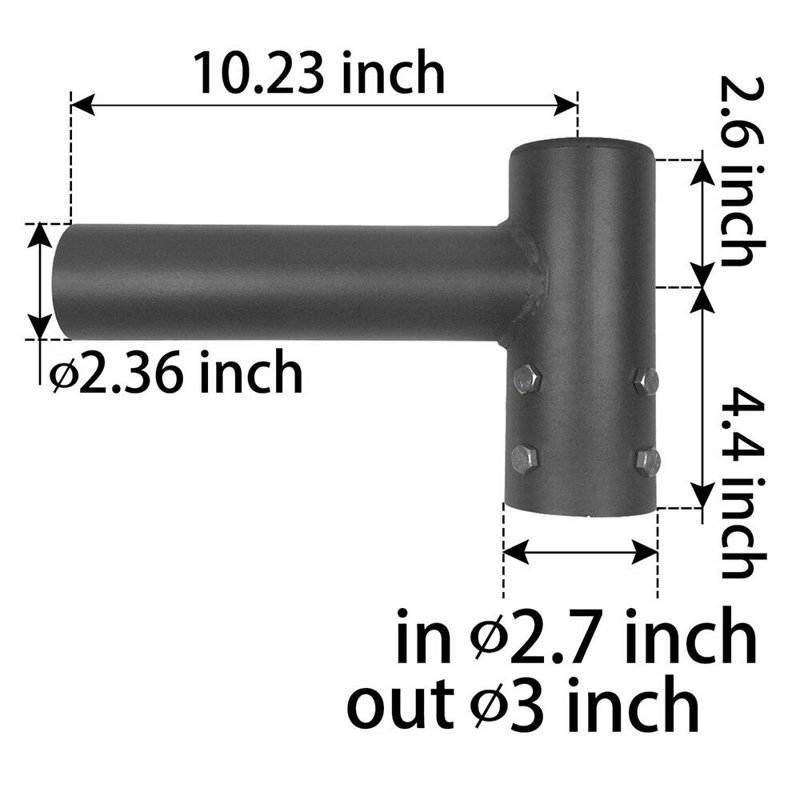 Support rond rond à rayons horizontaux simples avec 2-3 / 8In Tenon pour luminaires d'extérieur SlipFit