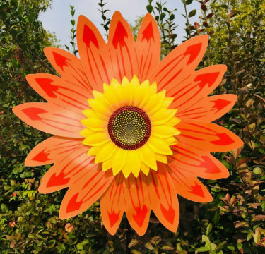 Sunflower Windmill Decor Double-Layer Sunflower Large Windmill Outdoor Ground-Stake Park Ornament