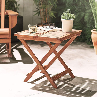 Square Acacia Outdoor Side Table , 50cm cm W 50cm cm D