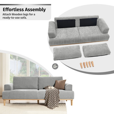 Upholstered Standard Sofa with Solid Wood Legs