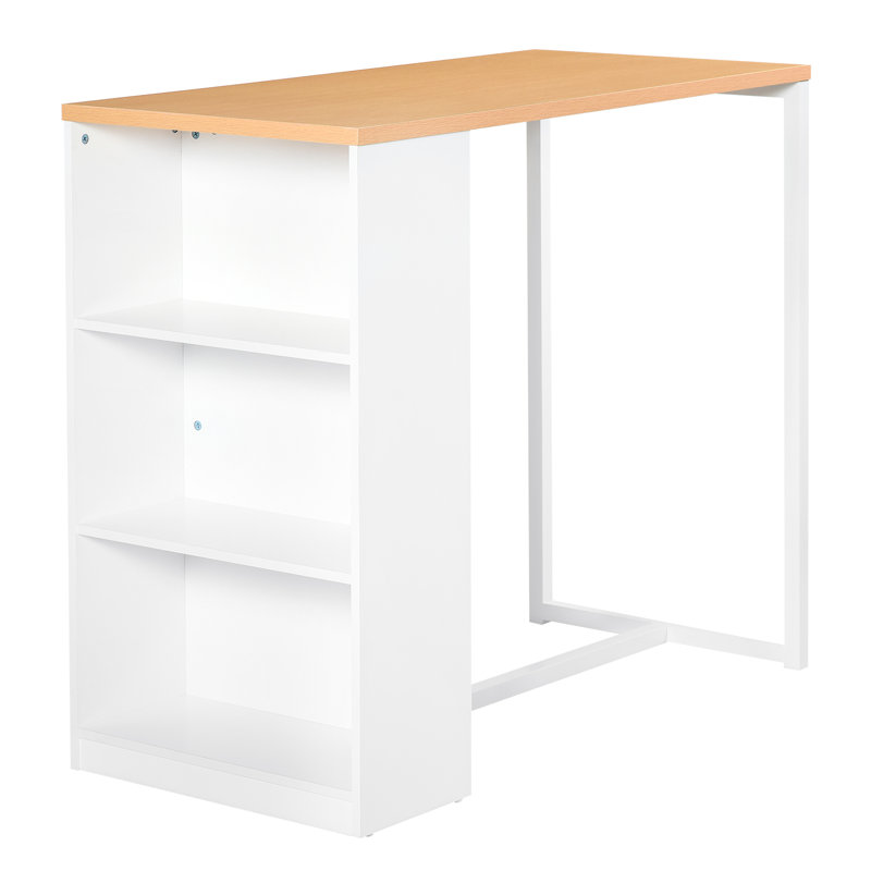 HOMCOM Modern Bar Table Counter Height Dining Table with 3 Storage Shelves for Kitchen, Dining Room, Living Room, White