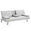 Canapé-lit avec accoudoirs à deux supports, structure en bois, pieds en acier inoxydable, futon blanc, PVC-234520119
