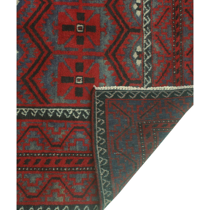 One-of-a-Kind 4'1" x 9'1" 1980s Runner Wool Area Rug in Brown and Green