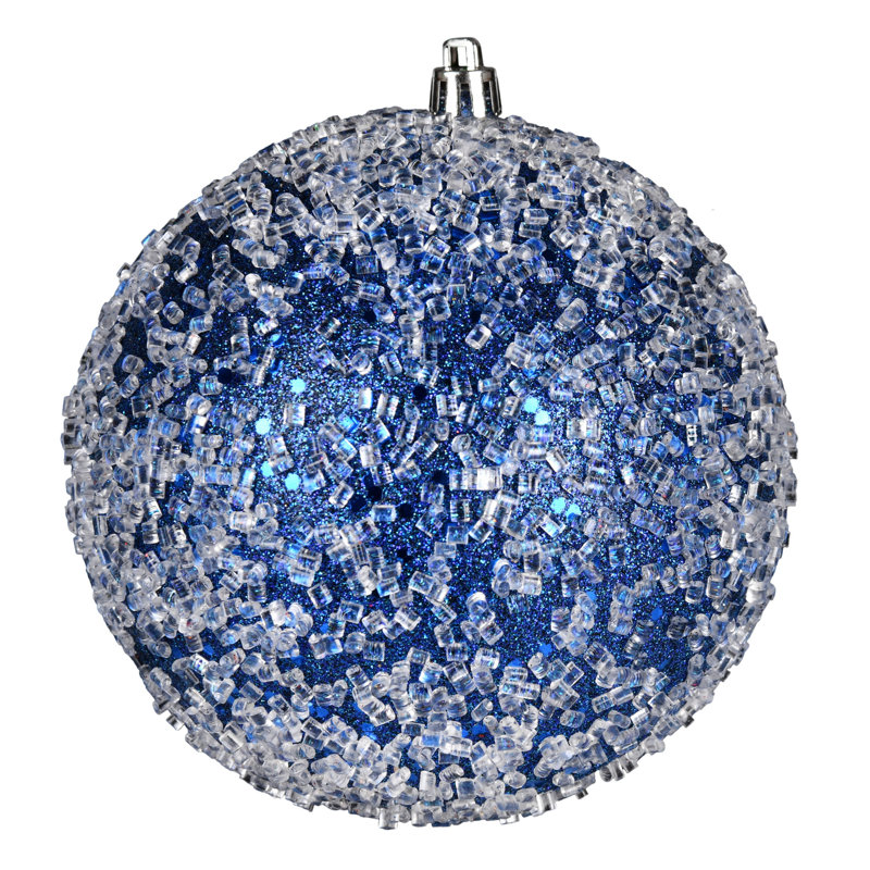 Ornement boule scintillante, Bleu minuit, H 6 po x l 6 po x P 6 po, 4