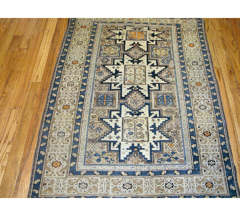 Kazak One-of-a-Kind 3'8" X 5' 1910s Wool Area Rug in