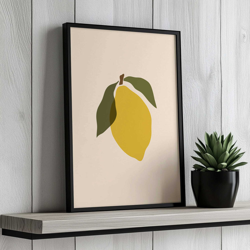 Reproduction d'art «Simple Lemon II» par Garima Dhawan, 16" H x 12" W, Cadre à joints visibles, Blanc