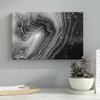 black and white geode painting