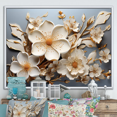 Orchidée blanche jardin de branches 11 - Art mural floral abstrait