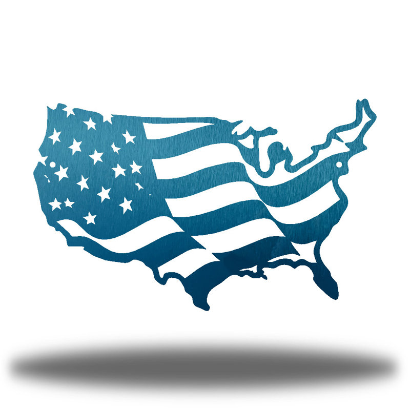 Décoration murale drapeau USA, H 5 po x l 8 po x P 0,01 po, Bleu sarcelle