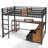 Twin XL Loft Bed with Desk & Storage, Metal Frame with Non-Woven Fabric Drawers, Noise-Free, Black