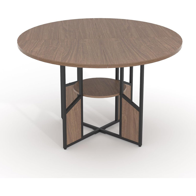 Round Dining Table For 4-6 People, 59 Inch Wood Kitchen & Dining Room Table With Pedestal Base, Adjustable Feet, Space Saving Farmhouse Circle Dinner Table For Living Room