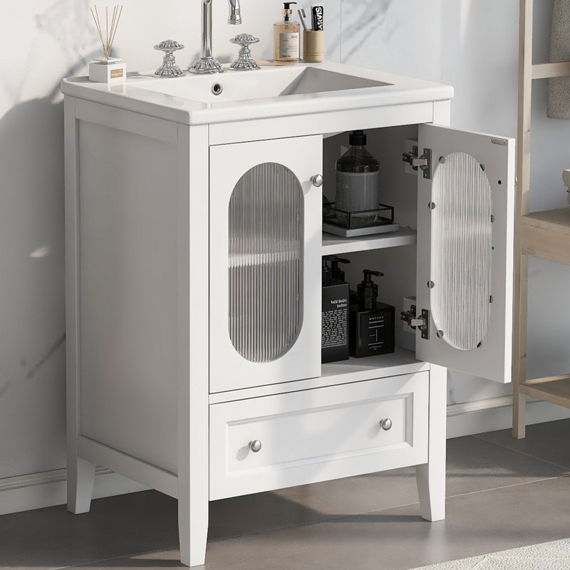 Meuble-lavabo simple 24 po avec comptoir en céramique 24 po
