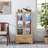 Lighted Glass Curio Display Cabinet With Adjustable Shelves, Living Room Cabinet