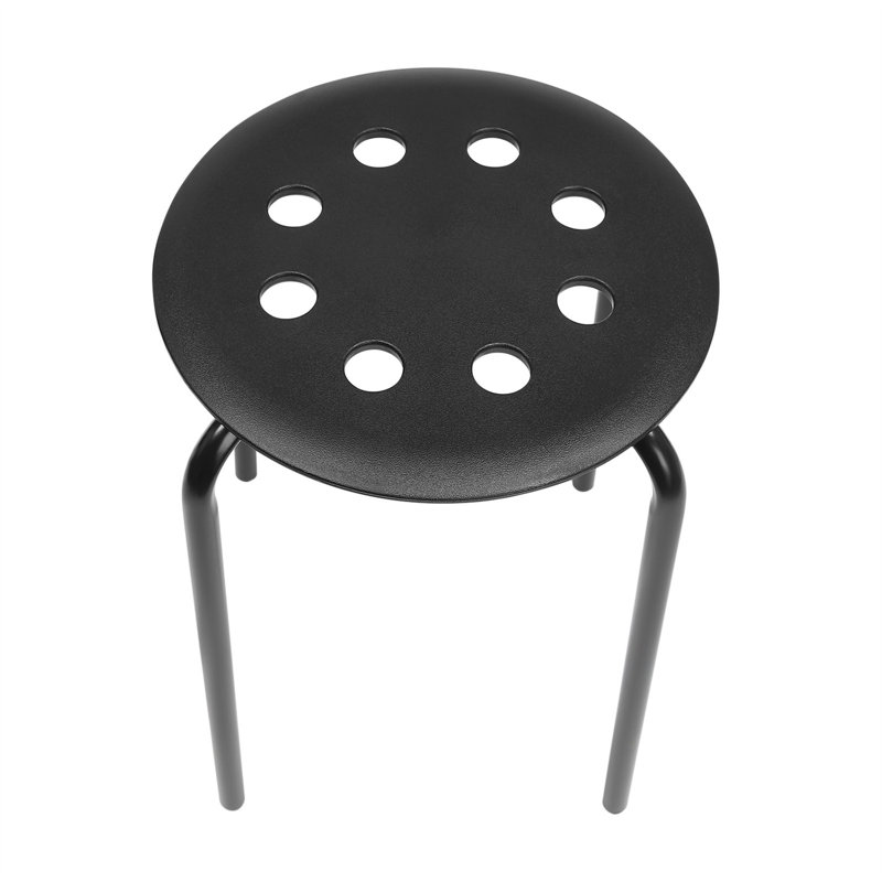 10 Pack Stacking Backless Stools Set with Metal Frame, Black