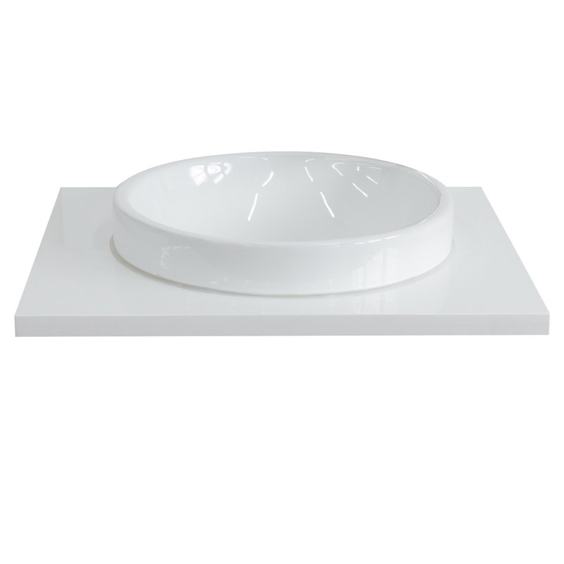 Plateau de meuble-lavabo simple 25 "avec lavabo, Quartz blanc
