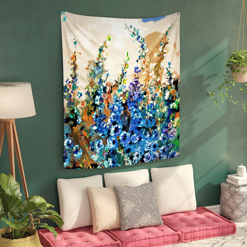 Tapisserie delphiniums jardin bleu art, H 60 po x l 50 po x P 0,13 po