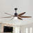 66" Vintage Ceiling Fan  Lighting with Brown Blades in Integrated LED