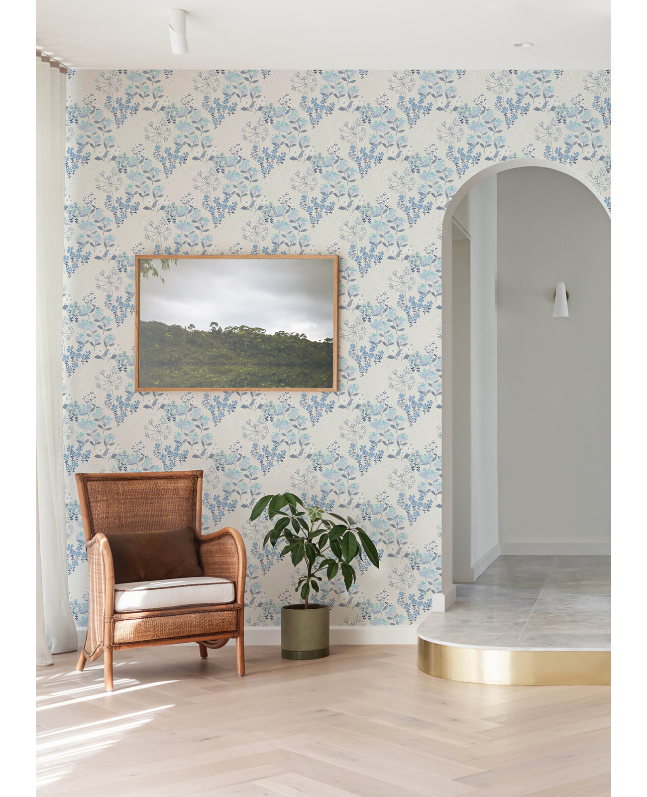 Floral Wallpaper, Blue