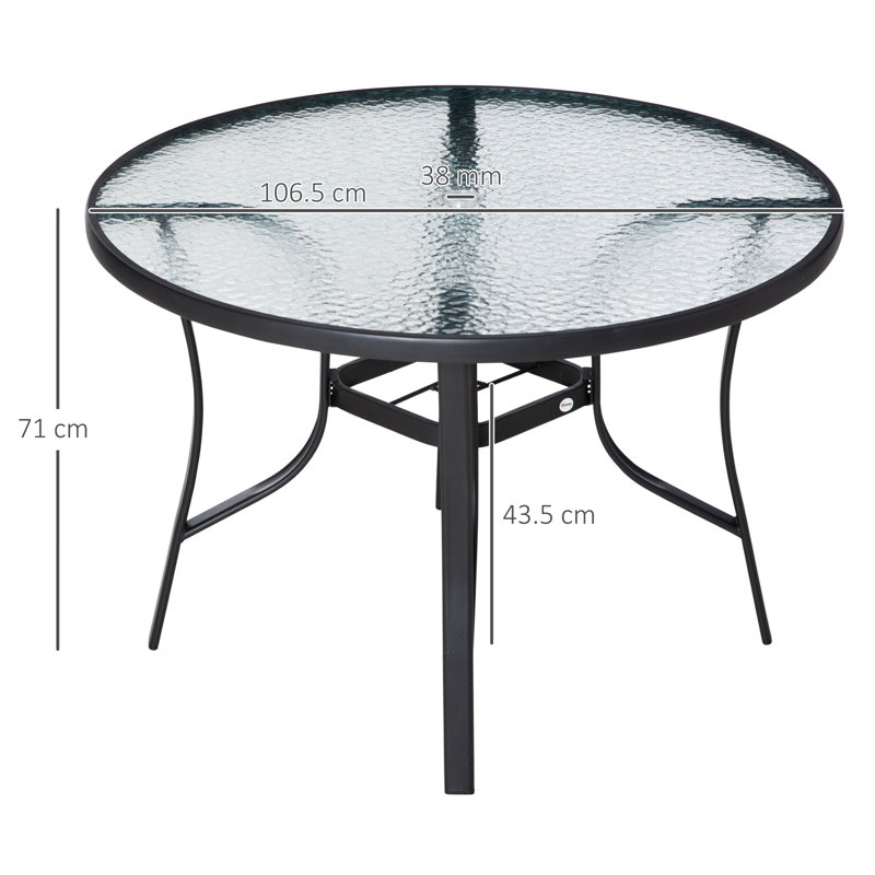 Round Metal Outdoor Dining Table With Umbrella Hole , 106.5cm cm W 106.5cm cm D