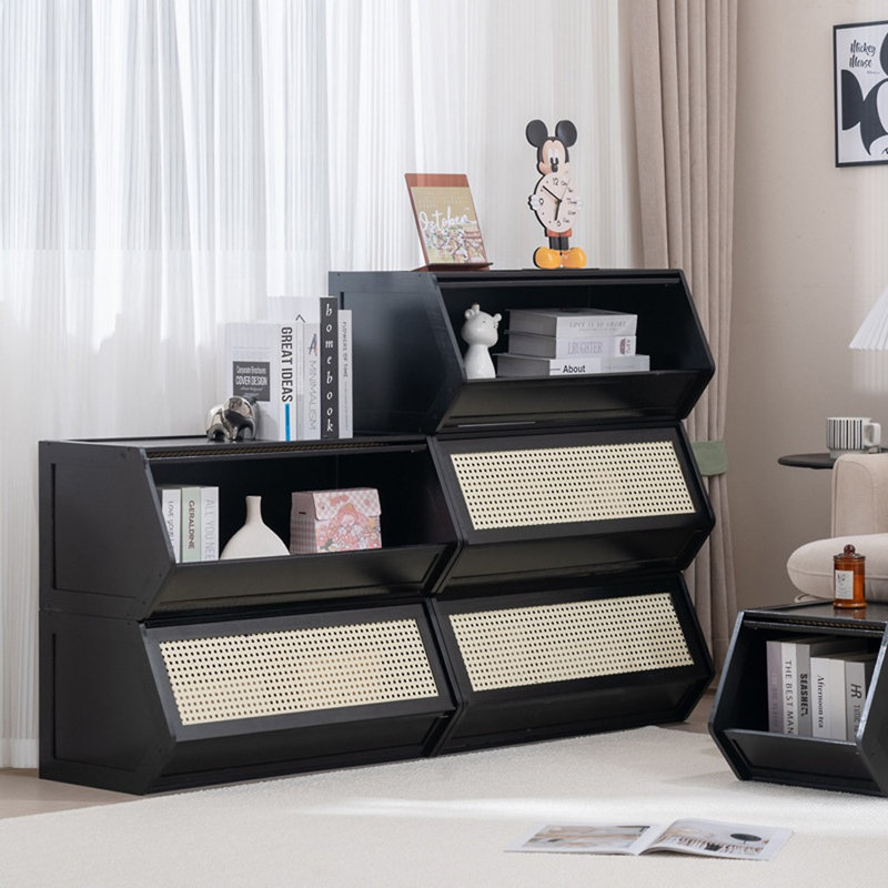 70Cm Bamboo Bookcase Desktop Storage Rack Organizer Shelf for Home Office, Black