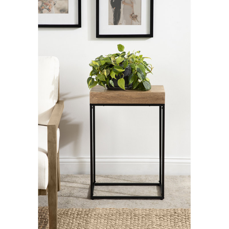 Table de bout en bois massif Cronus, Brun, Noir, noir, noir, noir