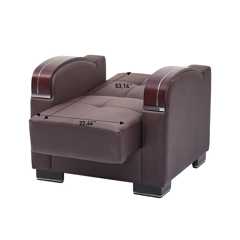 Fauteuil rembourré convertible 3-en-1 en cuir Nesler Mobimax, Brun