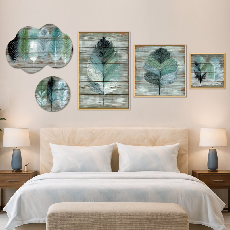 Ensemble de 5 reproductions d'art sur toile Boho, Metal + Natural Frame
