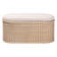 Banc de rangement tressé en rotin naturel avec couvercle à plateau relevable rembourré