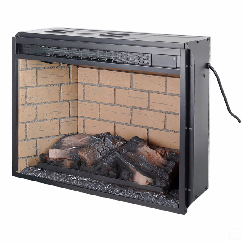 23 Inch Infrared Quartz Heater Fireplace Insert -Woodlog Version With Brick