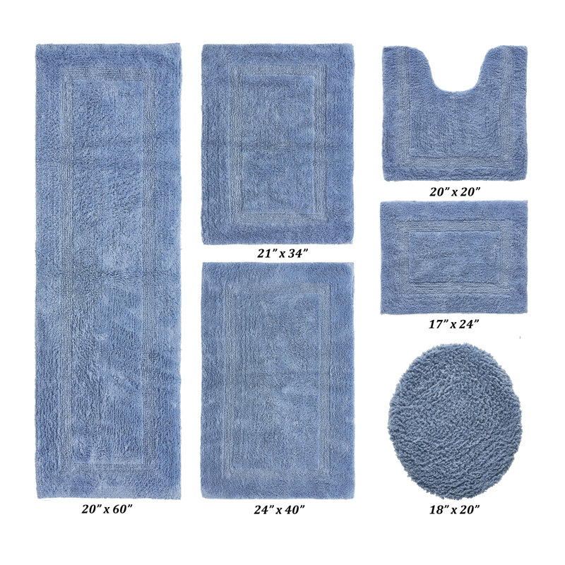 Lux Premium 100% Cotton 6 Piece Bath Rug Sets, Machine Washable, Super Absorbent & Tufted Weave Reversible Bath Mat for Bathroom, Shower, and Tub, Oeko-Tex Certified Bathroom Rugs