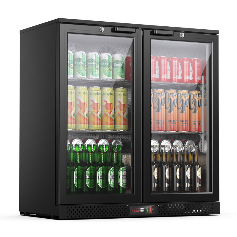 7.3 Cu.Ft Back Beverage Refrigerator With 2 Glass Doors, Commercial Back Bar Cooler