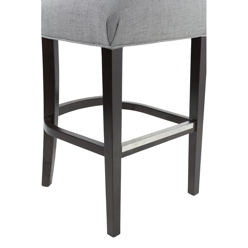 Upholstered Counter Stool with Solid Wood Frame, Metal