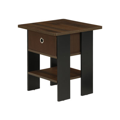 Stanbridge Side Table Nightstand with Fabric Storage Bin