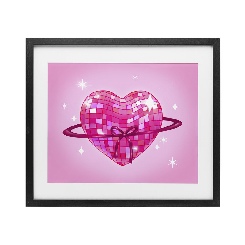 «Disco Heart», reproduction encadrée sous verre, design par Stephanie Sanchez, H 13 po x l 16 po, Cadre noir minuit