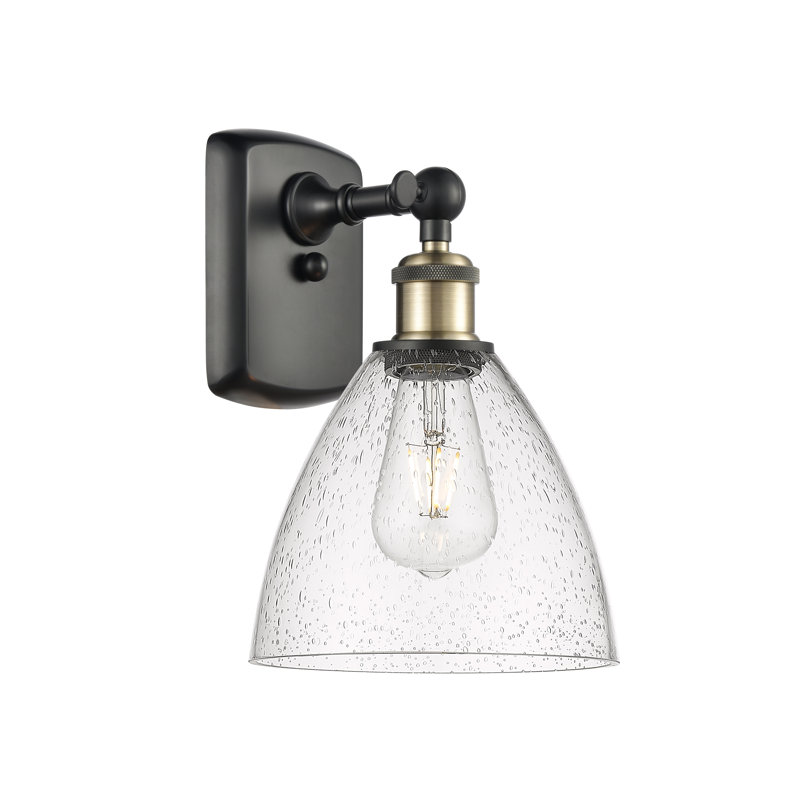 Shauna Armed Sconce, No Bulb Included, Black/Antique Brass