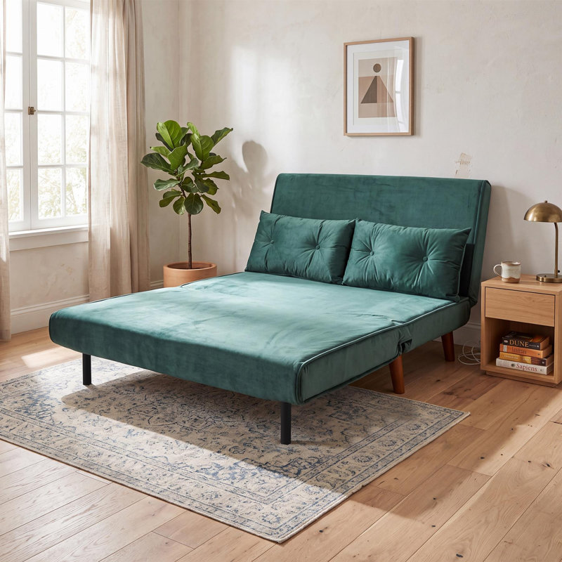 2 Seater Velvet Sofa Bed, Green