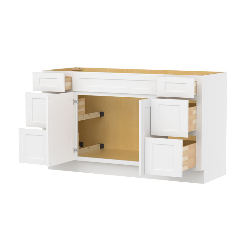 Bases-Two Drawer Stack 60" × 21" × 34.5"Camlock Easy to Assemble Vanity Cabinet