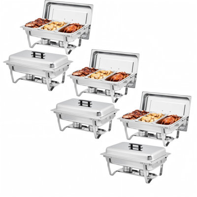 Professional Stainless Steel Chafing Dish Buffet Set – 3-Well Full Size Rectangular Food Warmer, 8QT – Insulated, Heavy-Duty, Easy to Clean, Catering,