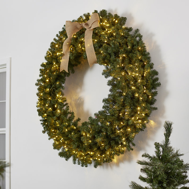 Home Heritage 60" Large Artificial Christmas Wreath Prelit 300 Color LED Lights