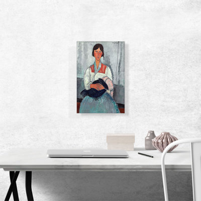 «Gypsy Woman with Baby 1919» par Amedeo Modigliani, reproduction d'art sur toile tendue